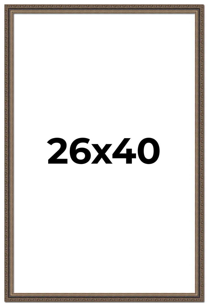 26x40 Sculpted Picture Frame with UV-Resistant Acrylic & Acid Free Backing, Available in 5 Finishes - Black, Blue, Gold, Silver, and White